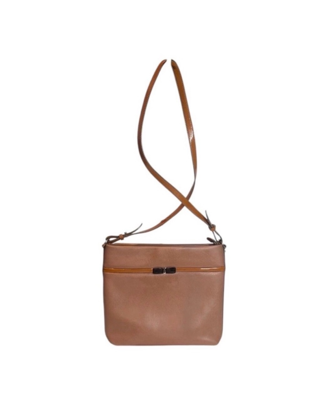 Vintage Salvatore Ferragamo Brown Leather Vara Bow Crossbody Bag